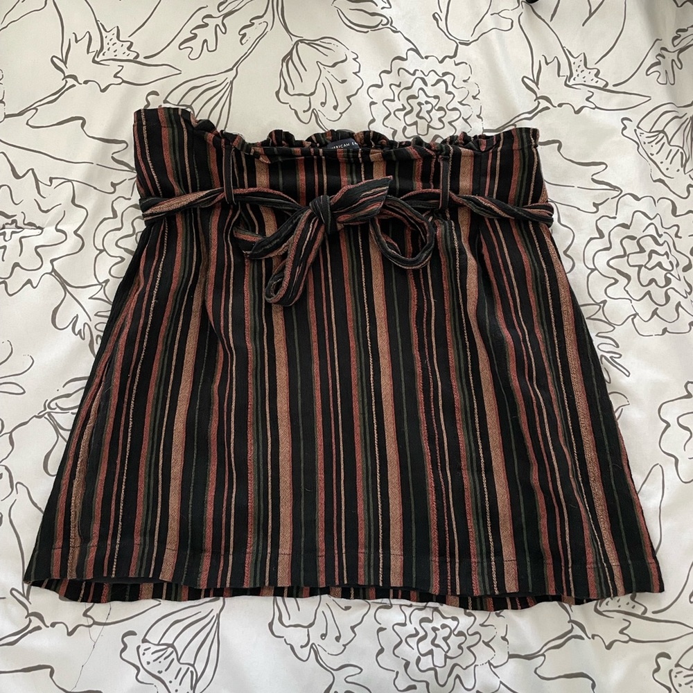 American Eagle striped front tie skirt